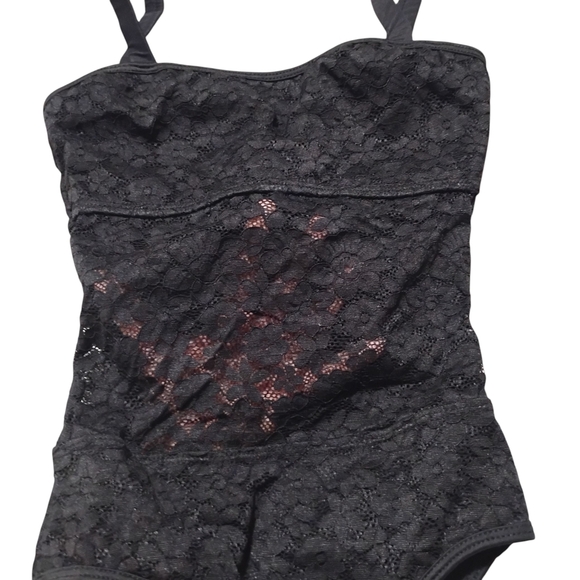 New Scop Swimwear | Black One Piece, Lace With Sheer Mid Section | Size Medium - Picture 5 of 15